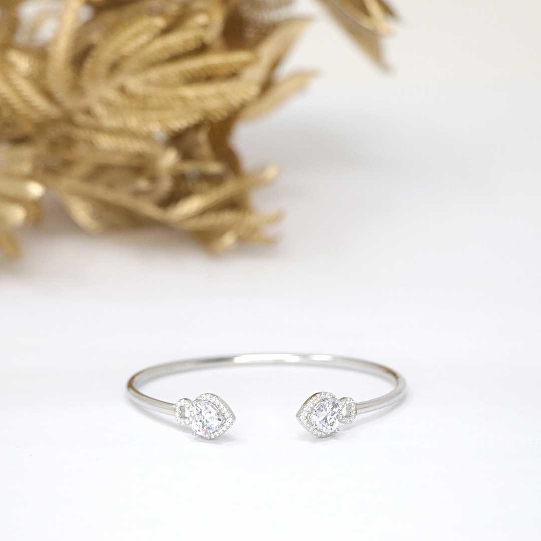 Silver Heart Cuff Bracelet