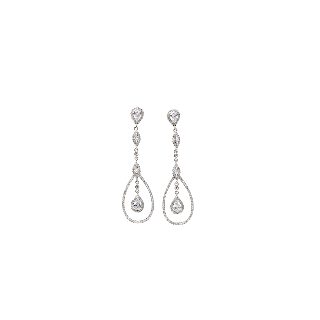Silver Tear Drop Long Dangler