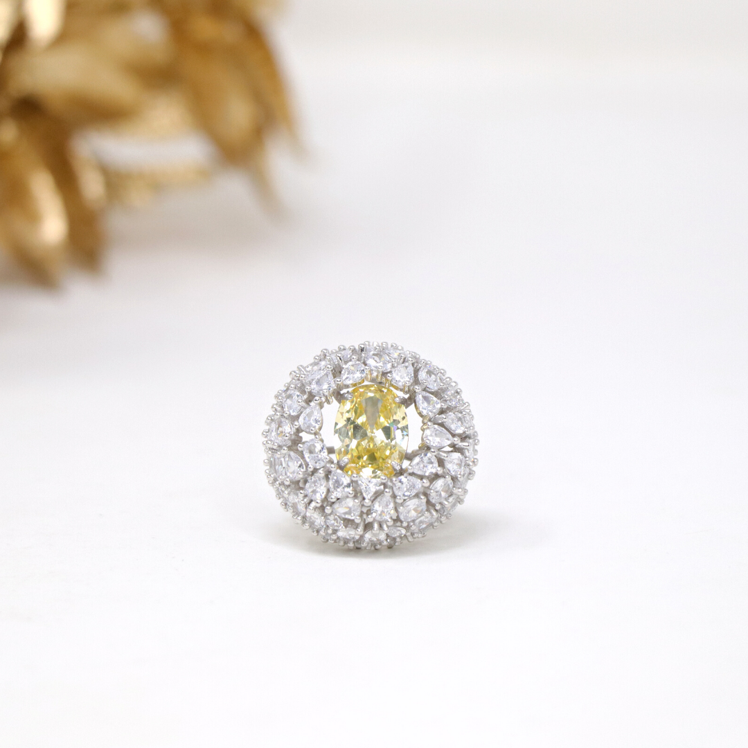 Silver Flower Cocktail Ring