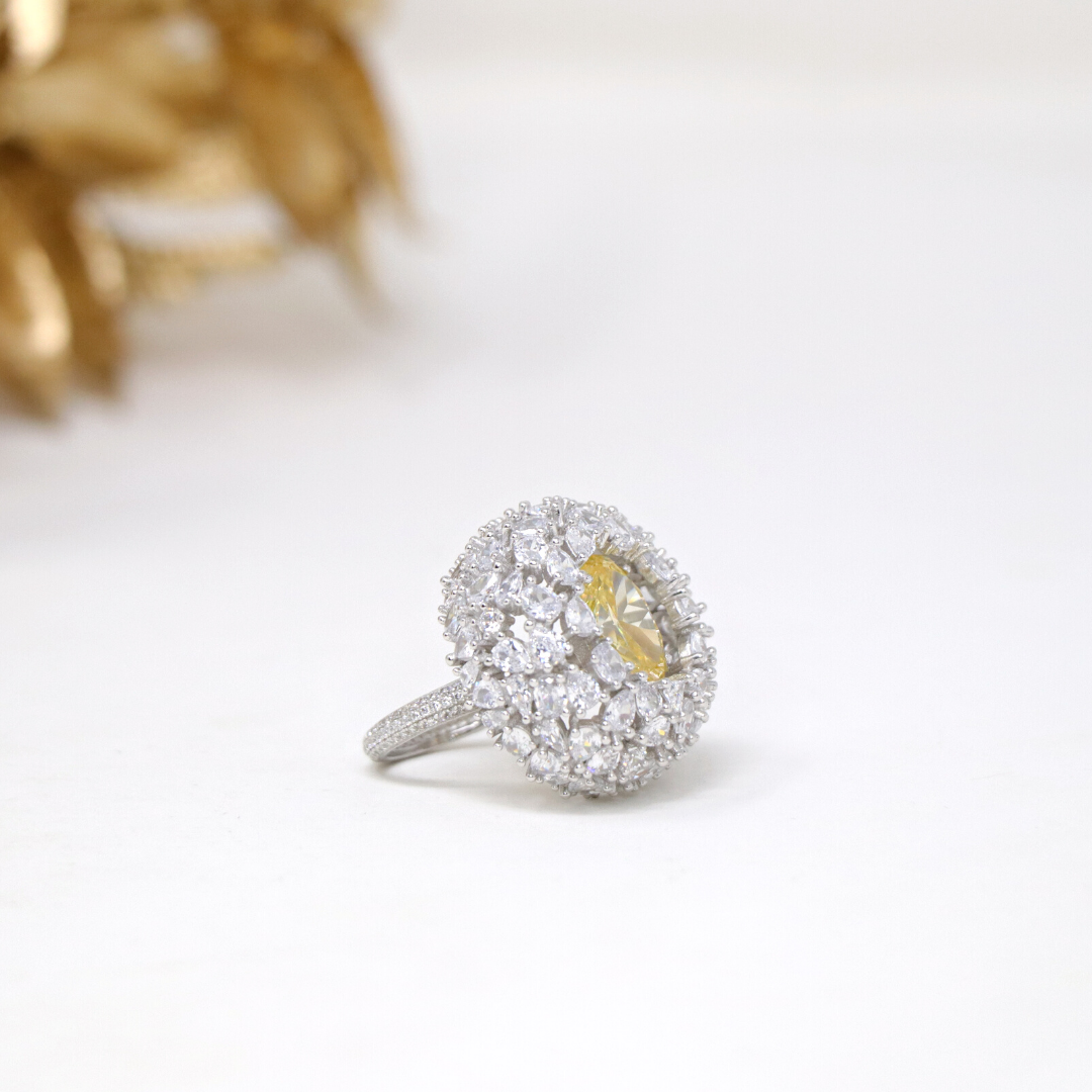 Silver Flower Cocktail Ring