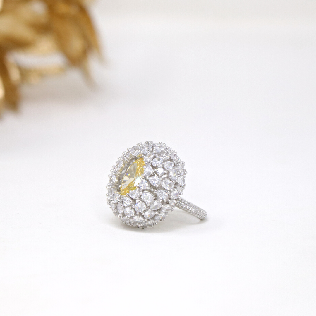 Silver Flower Cocktail Ring