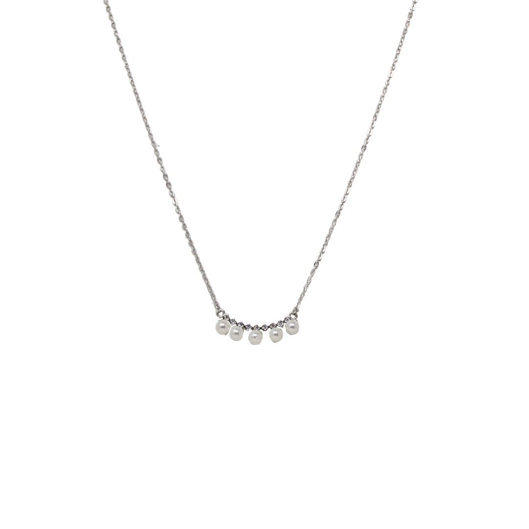 Silver 5 Pearl Chain And Locket