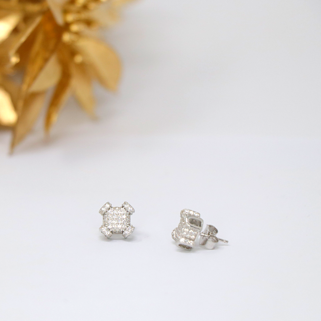 Silver Square Studs
