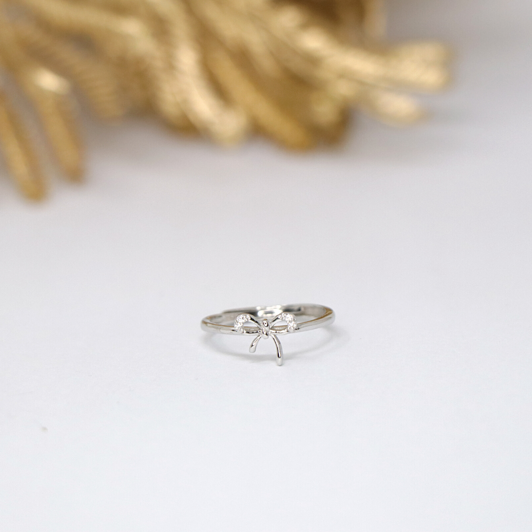 Silver Adjustable Bow Ring