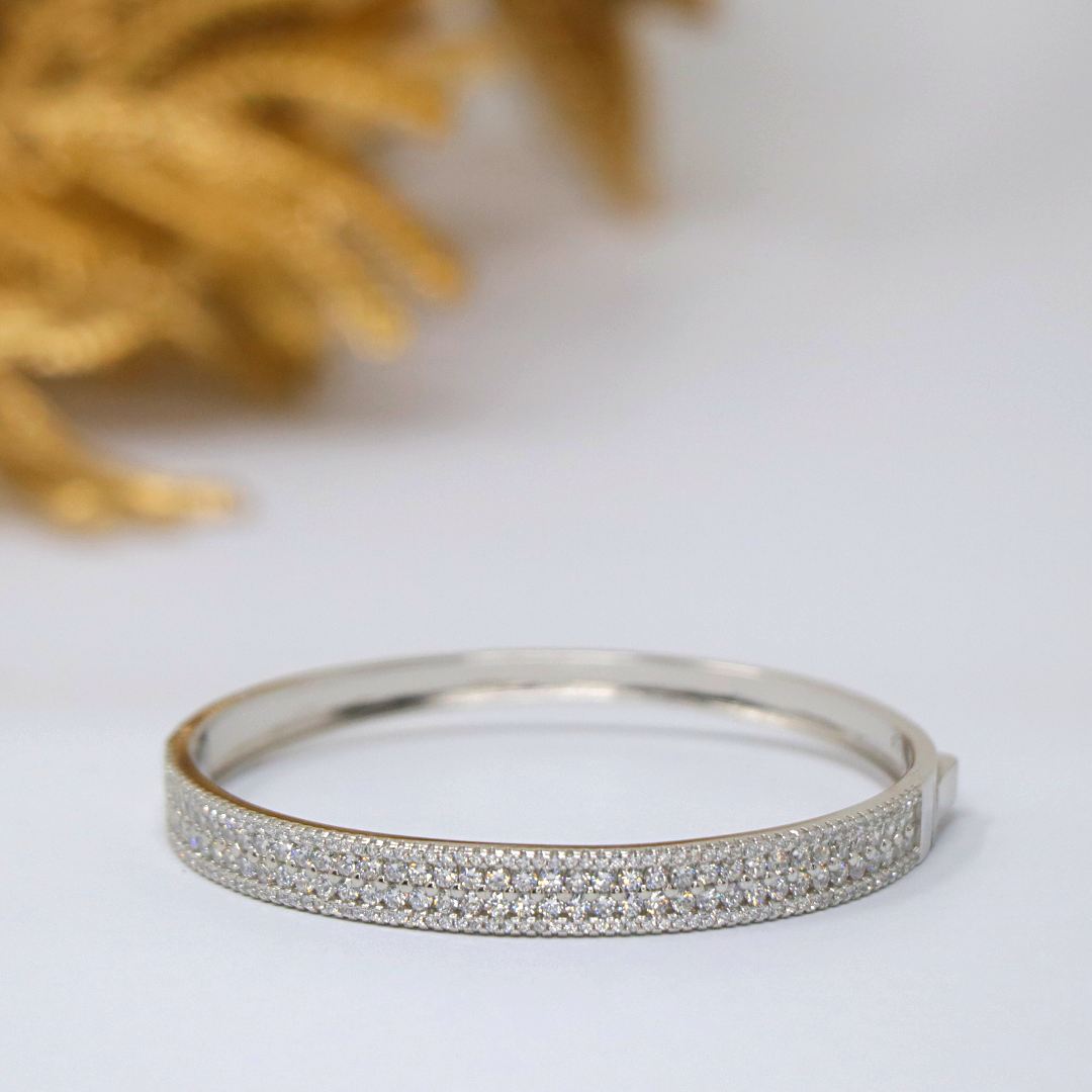 Silver Double Layer Solitaire Bracelet
