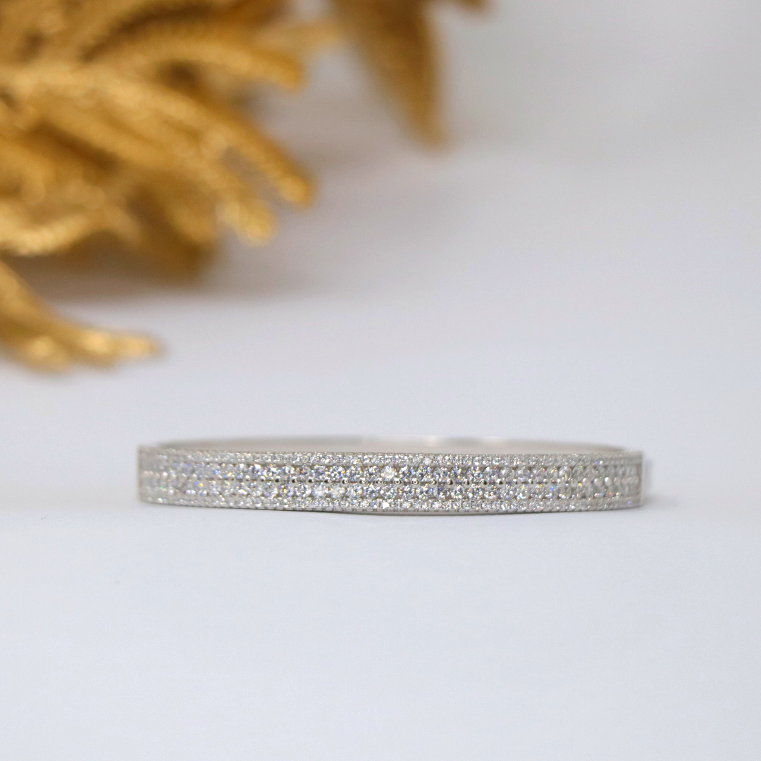 Silver Double Layer Solitaire Bracelet