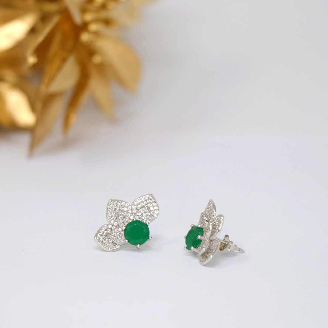 Silver Emerald Half Flower