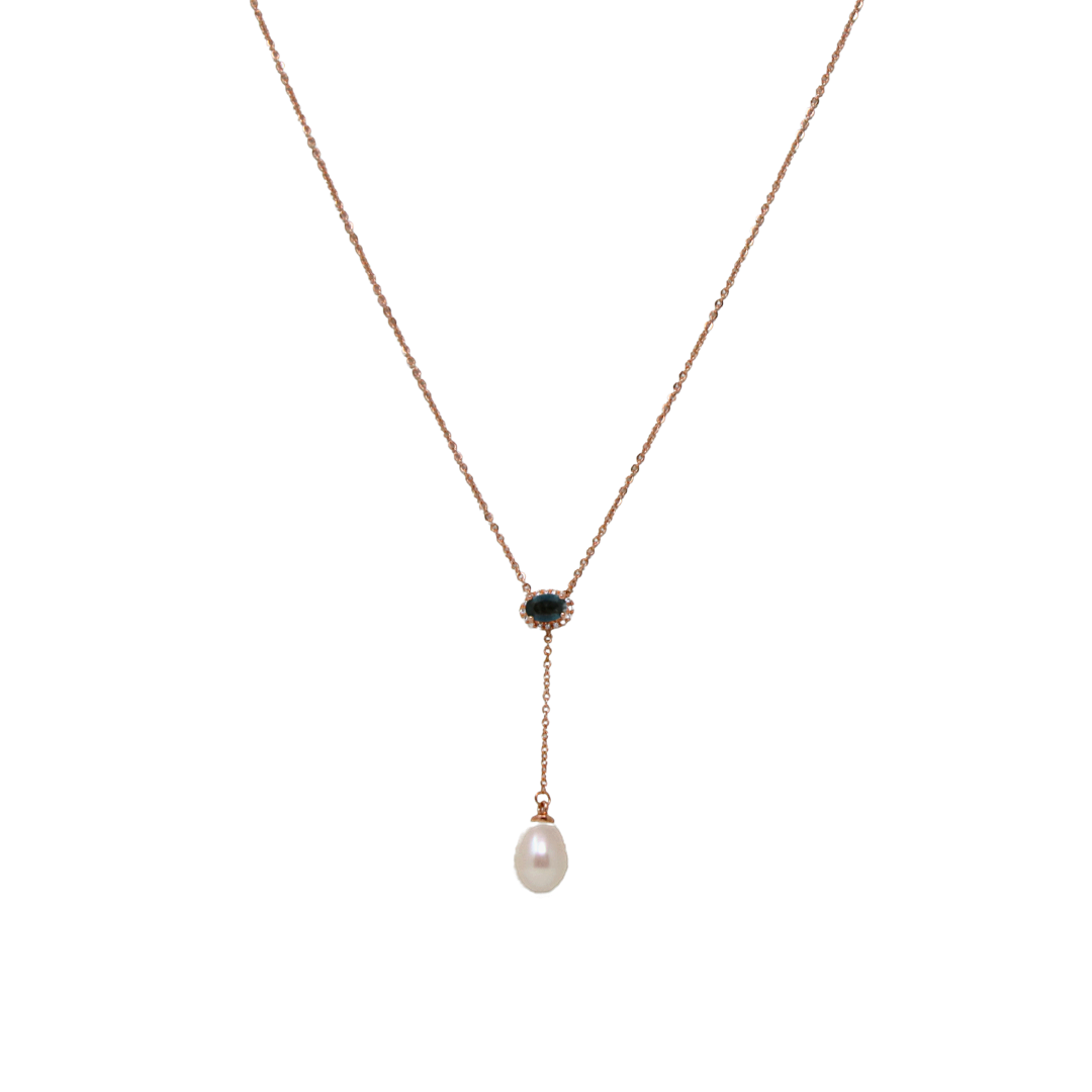 Rose Gold Hanging Pearl Chain And Locket