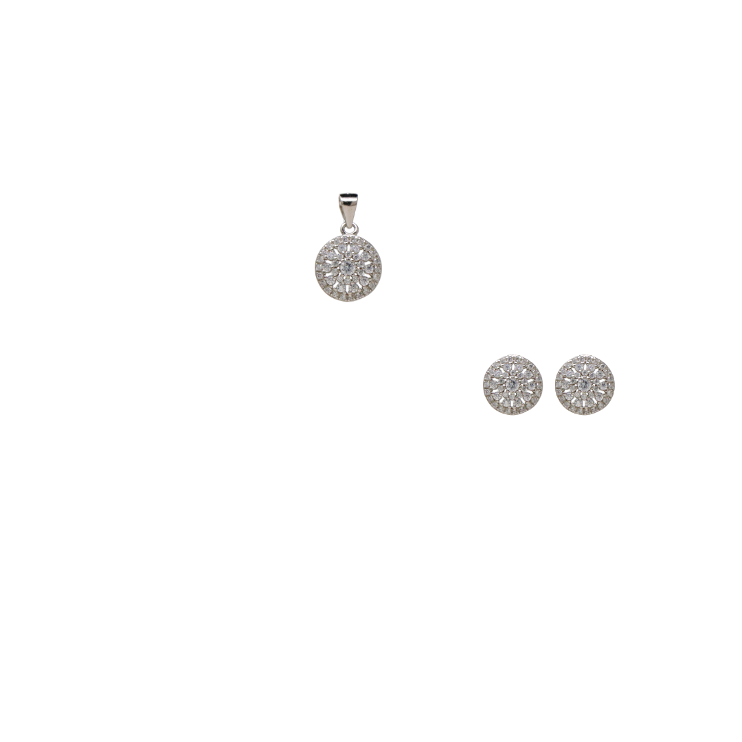 Silver Round Pendant Set