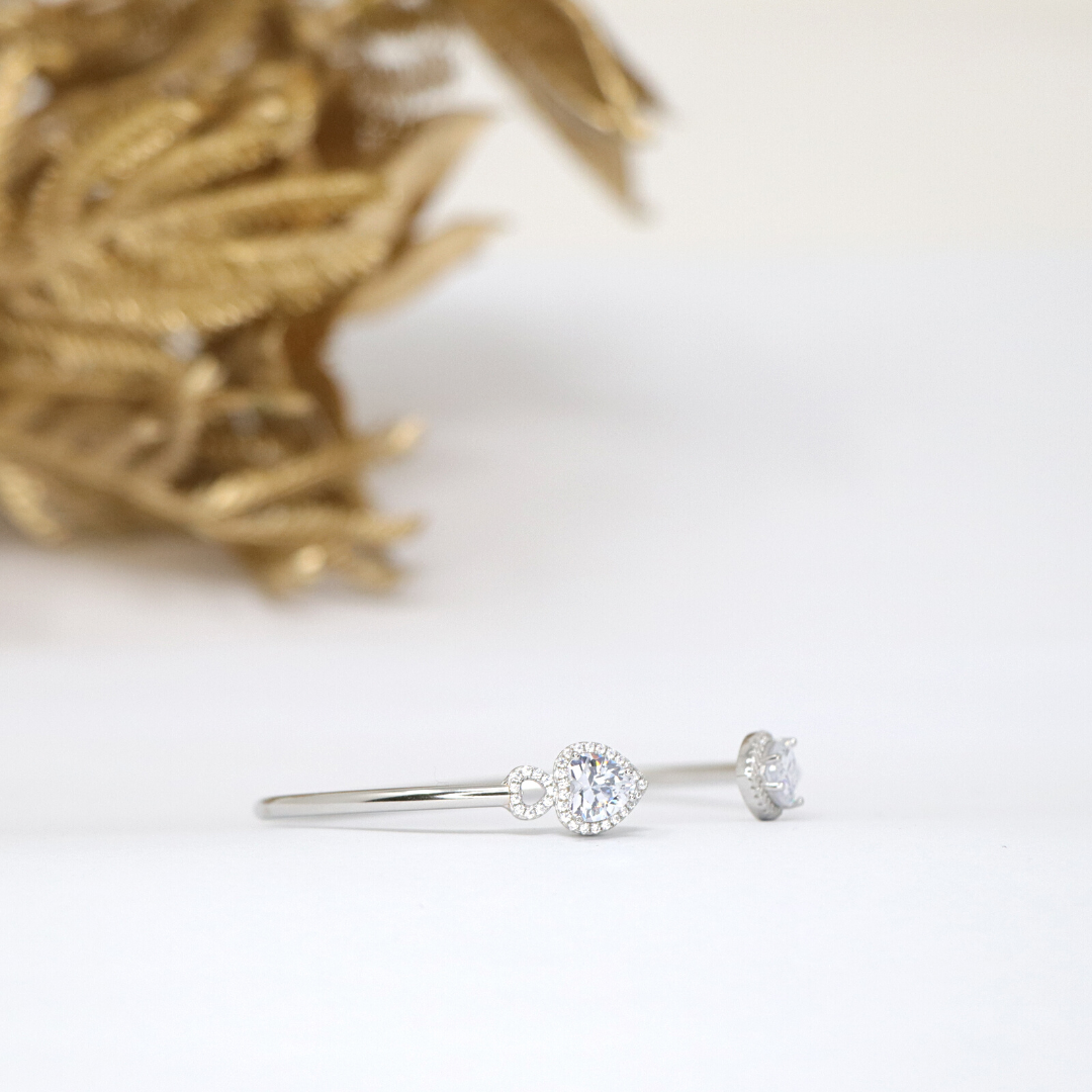 Silver Heart Cuff Bracelet