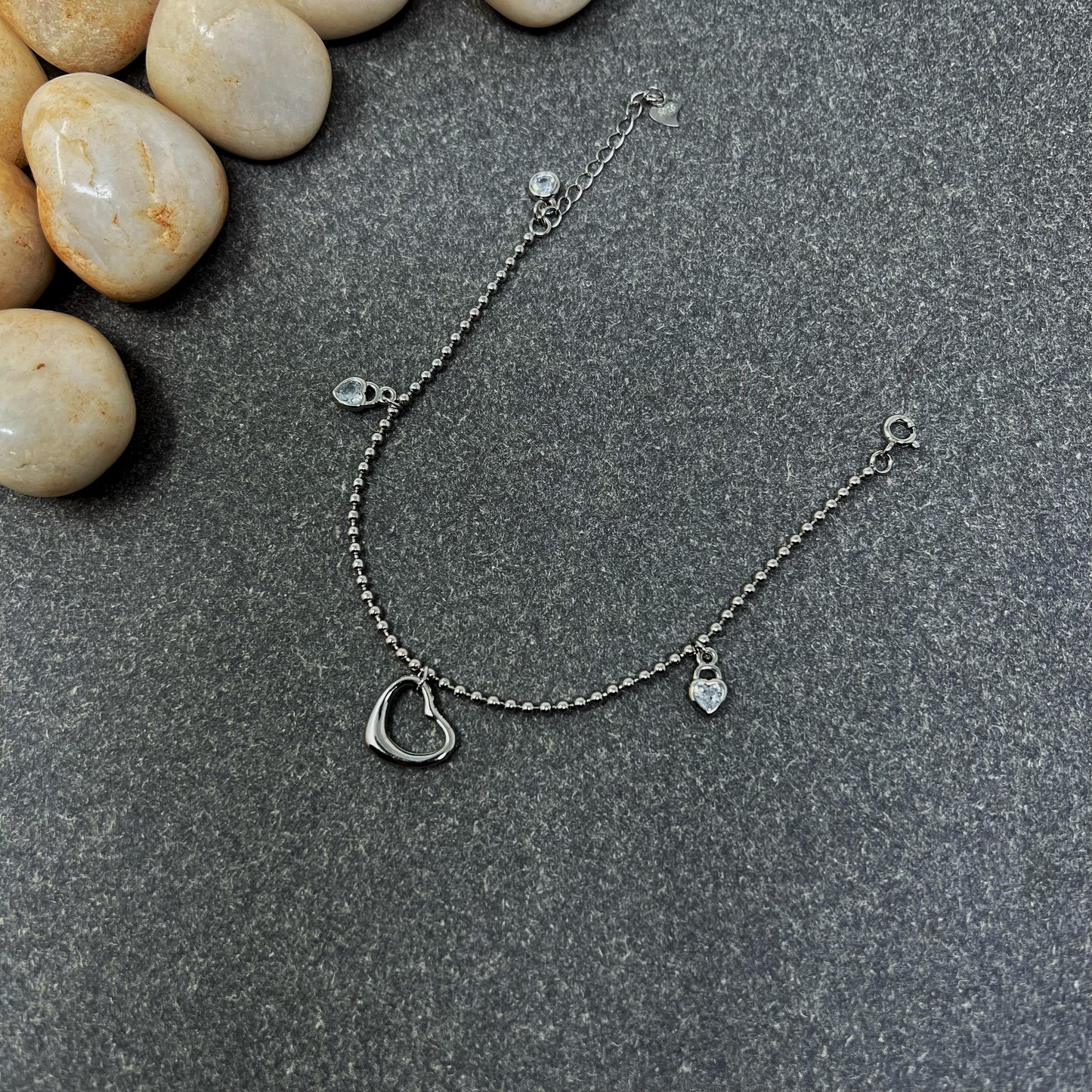 Silver Heart Charms Bracelet
