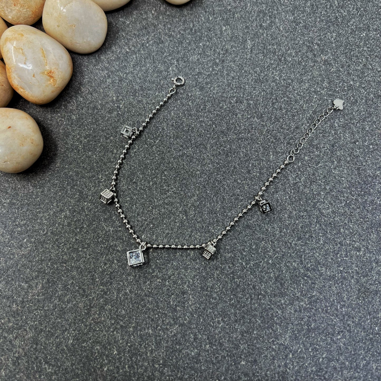 Silver Cube Charms Bracelet