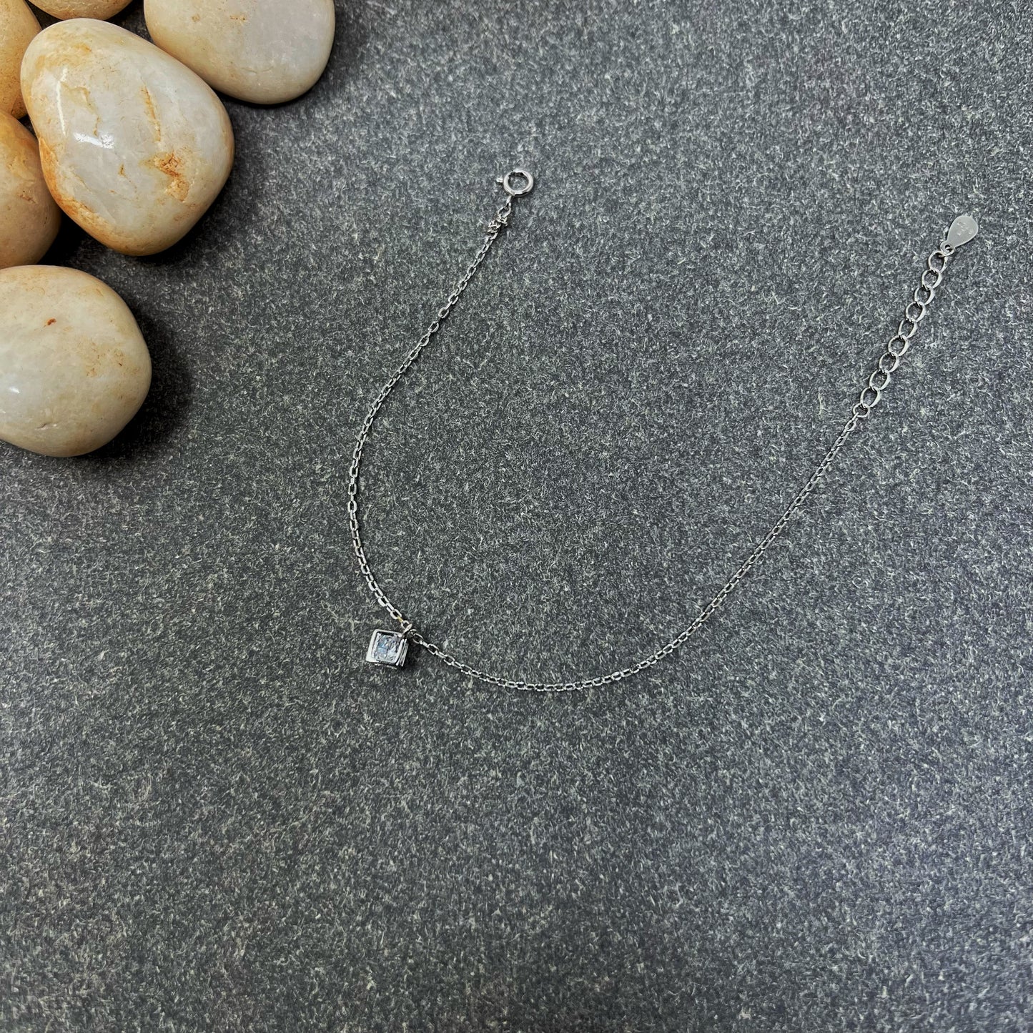 Silver Cube Charm Bracelet