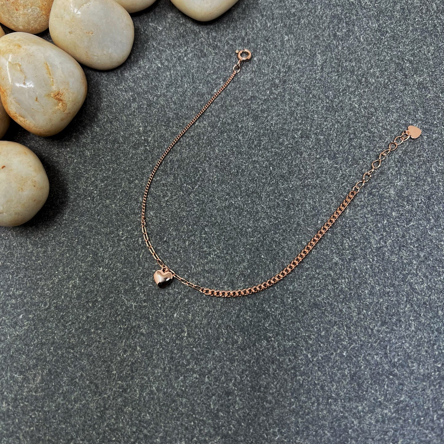 Rose Gold Dual Heart Charm Bracelet