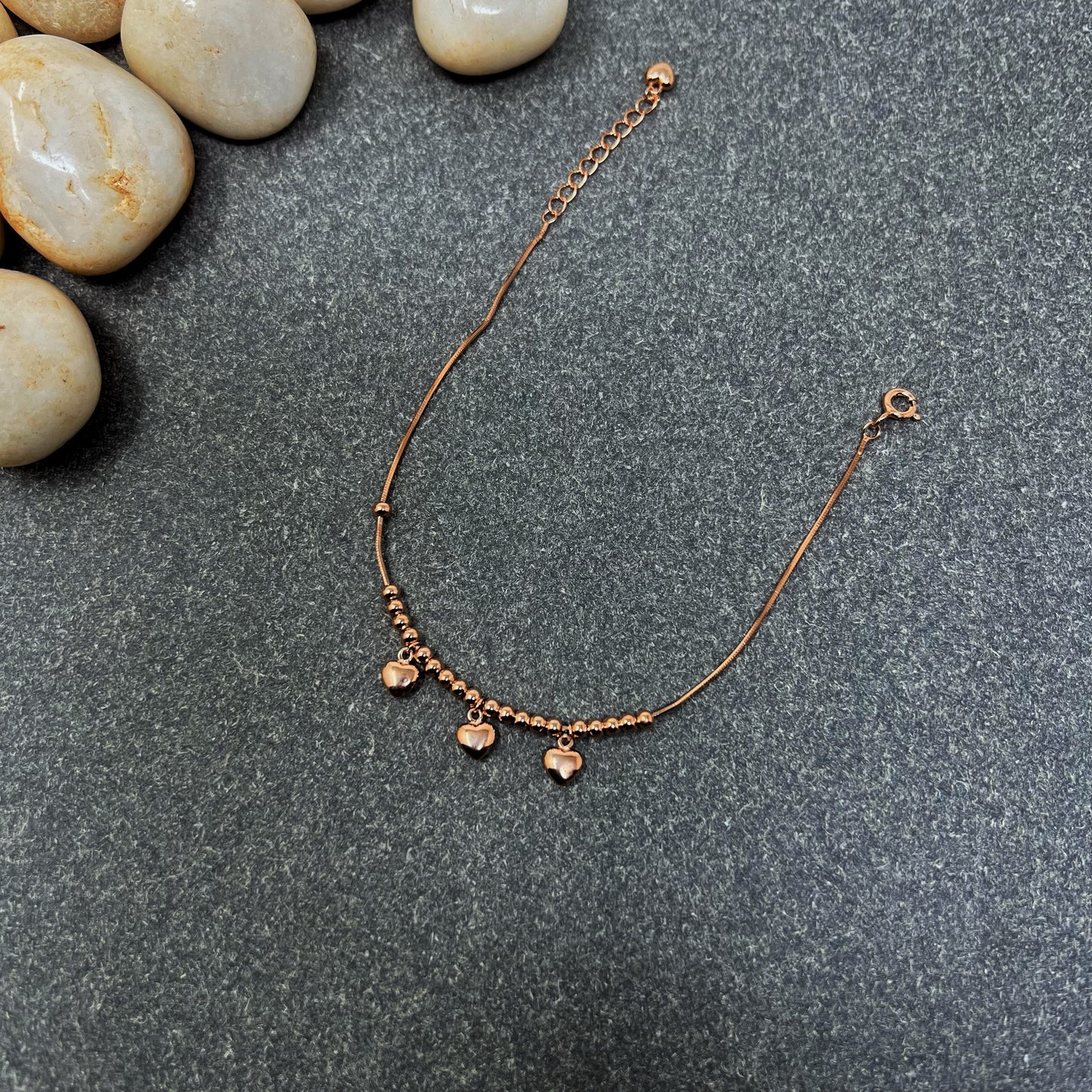 Rose Gold Heart Charms Bracelet