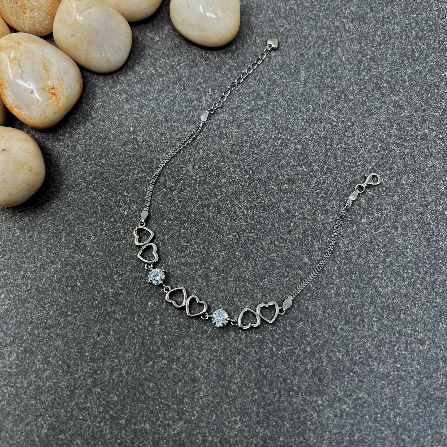 Silver Upside/Down Heart Bracelet