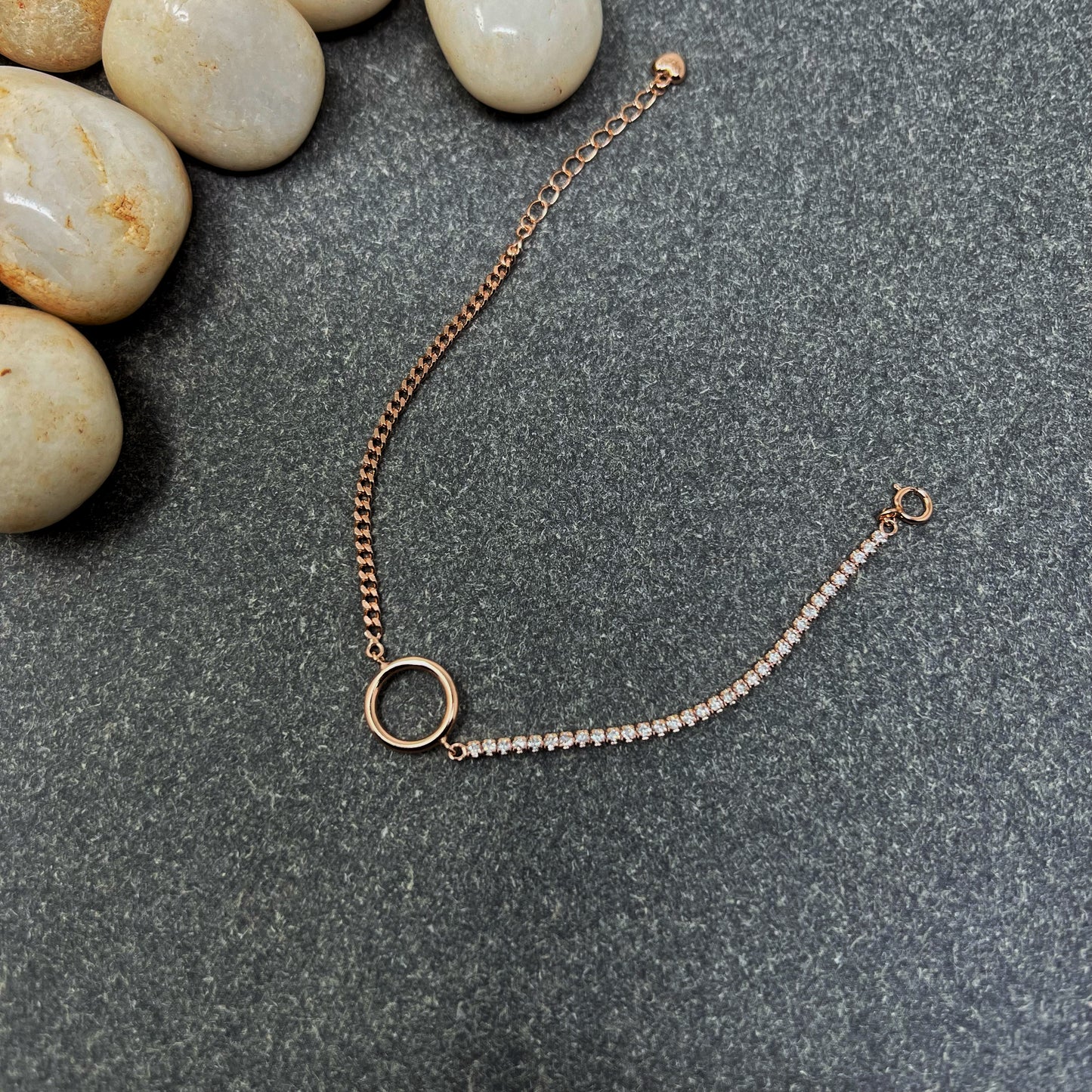 Rose Gold Half Studded Bracelet