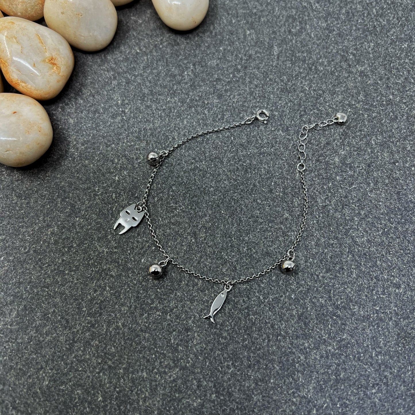 Silver Cat Charms Bracelet