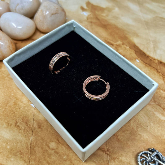 Rose Gold Double Baguette Hoops