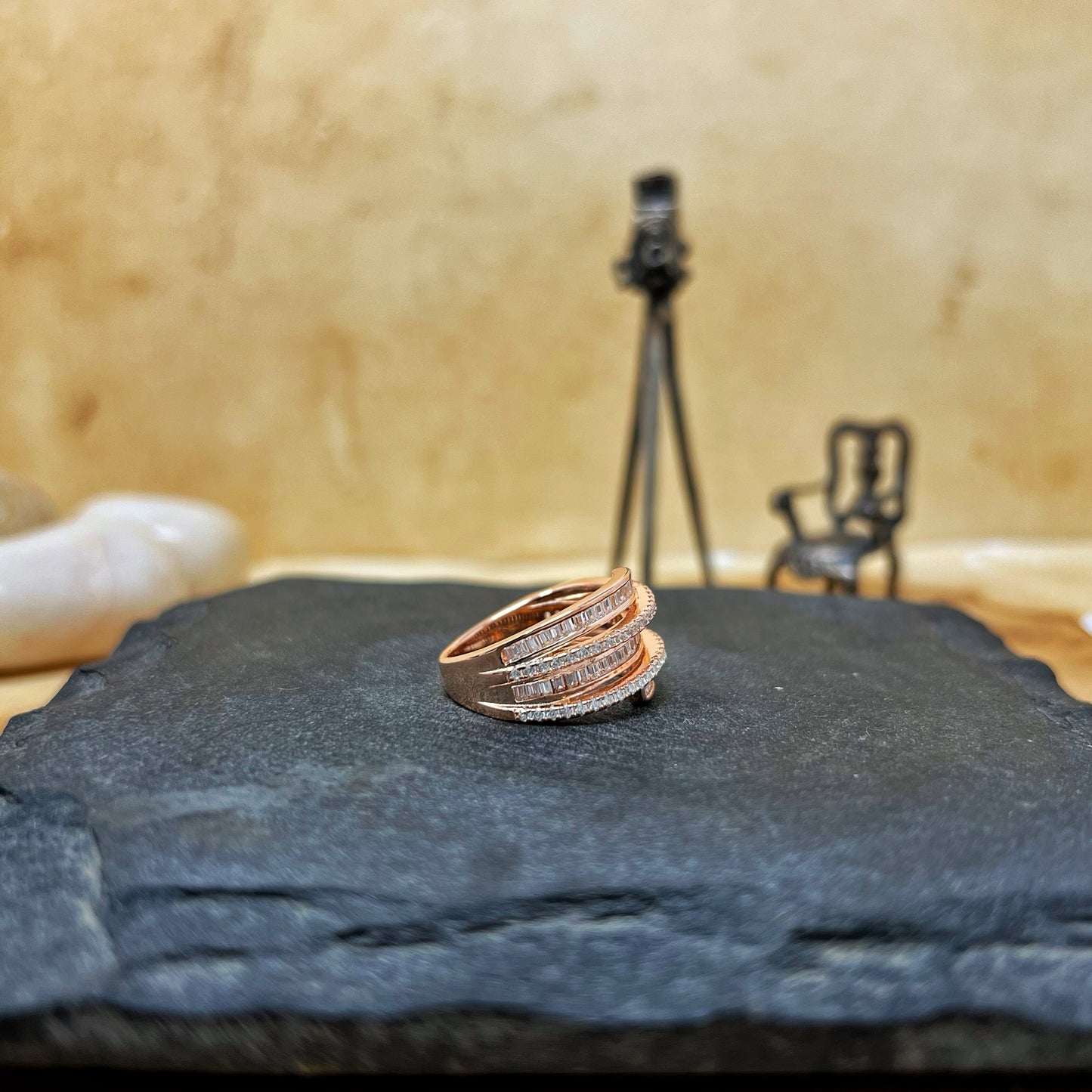 Rose Gold Baguette Cocktail Ring