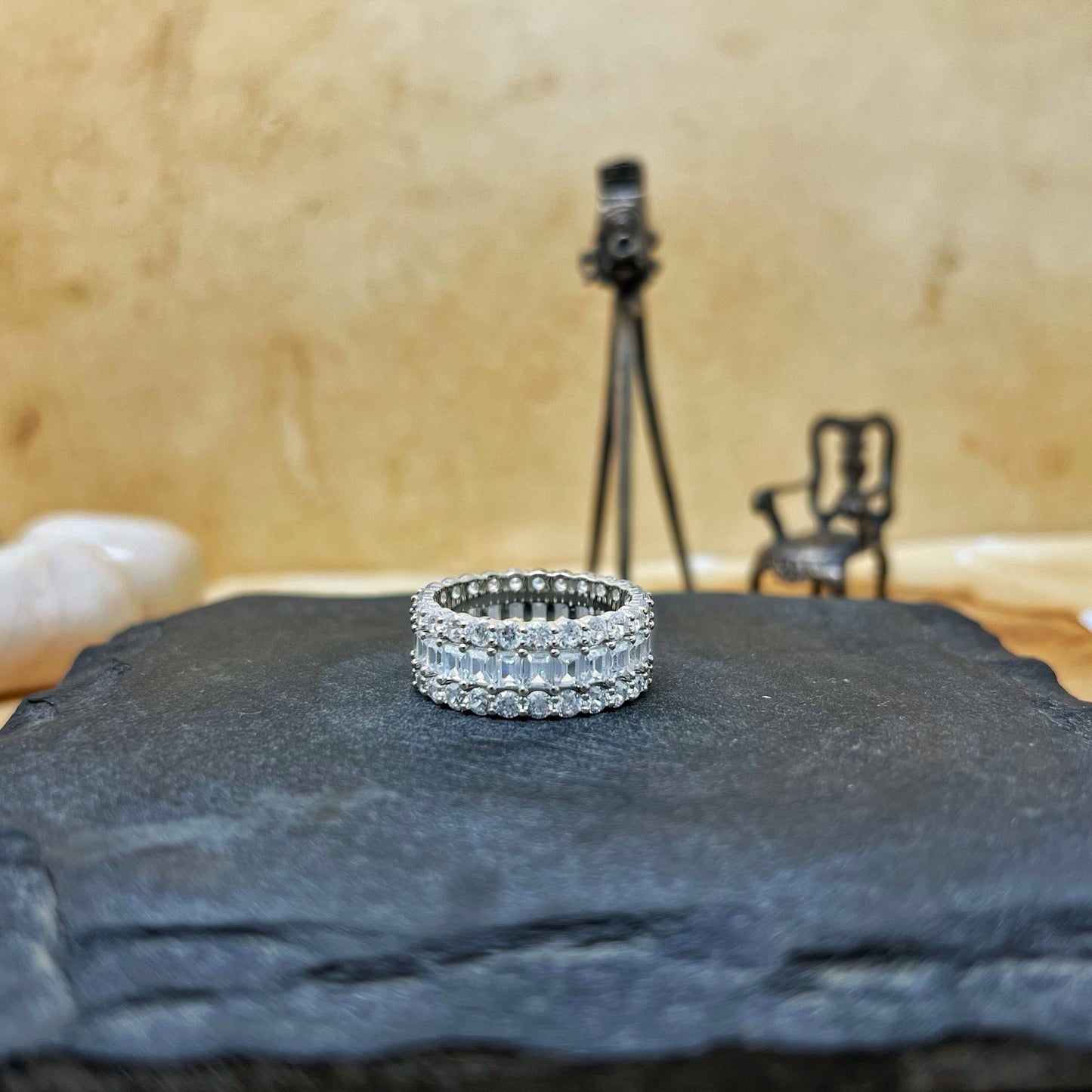 Emerald Cut Studded Band