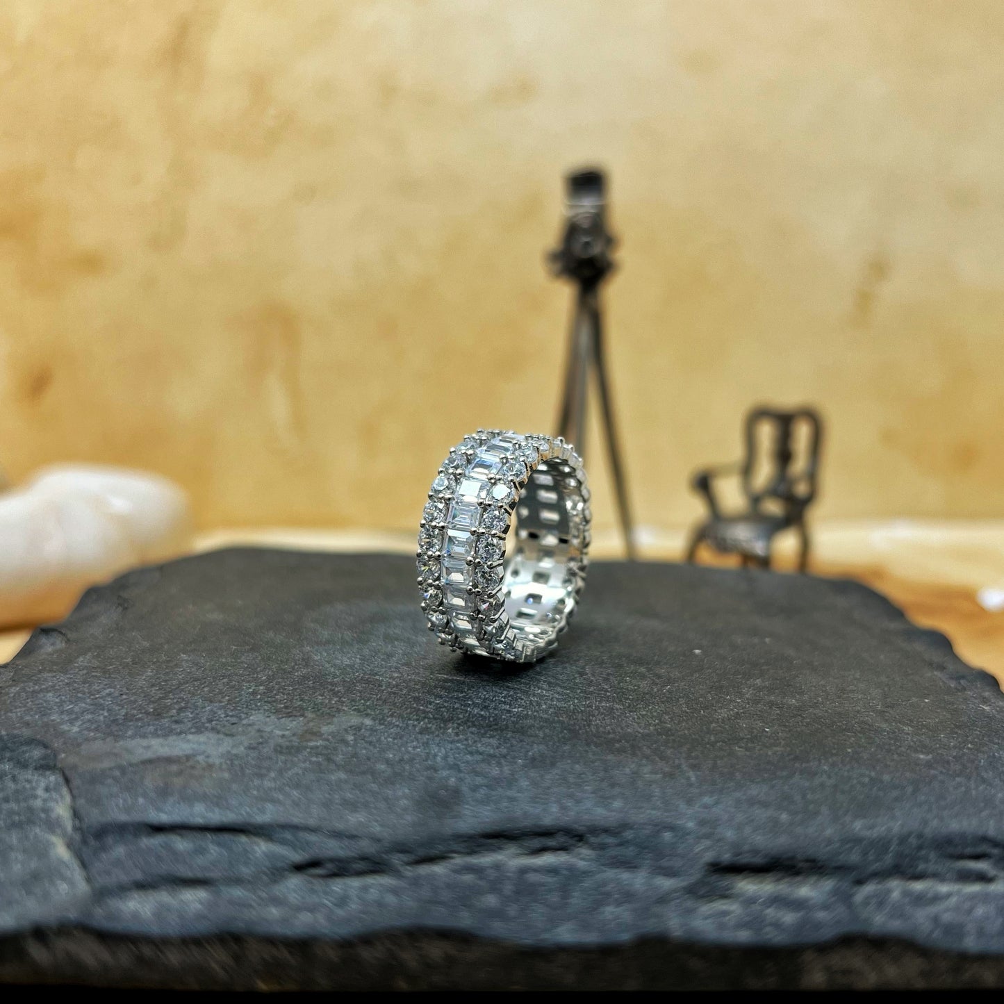 Emerald Cut Studded Band