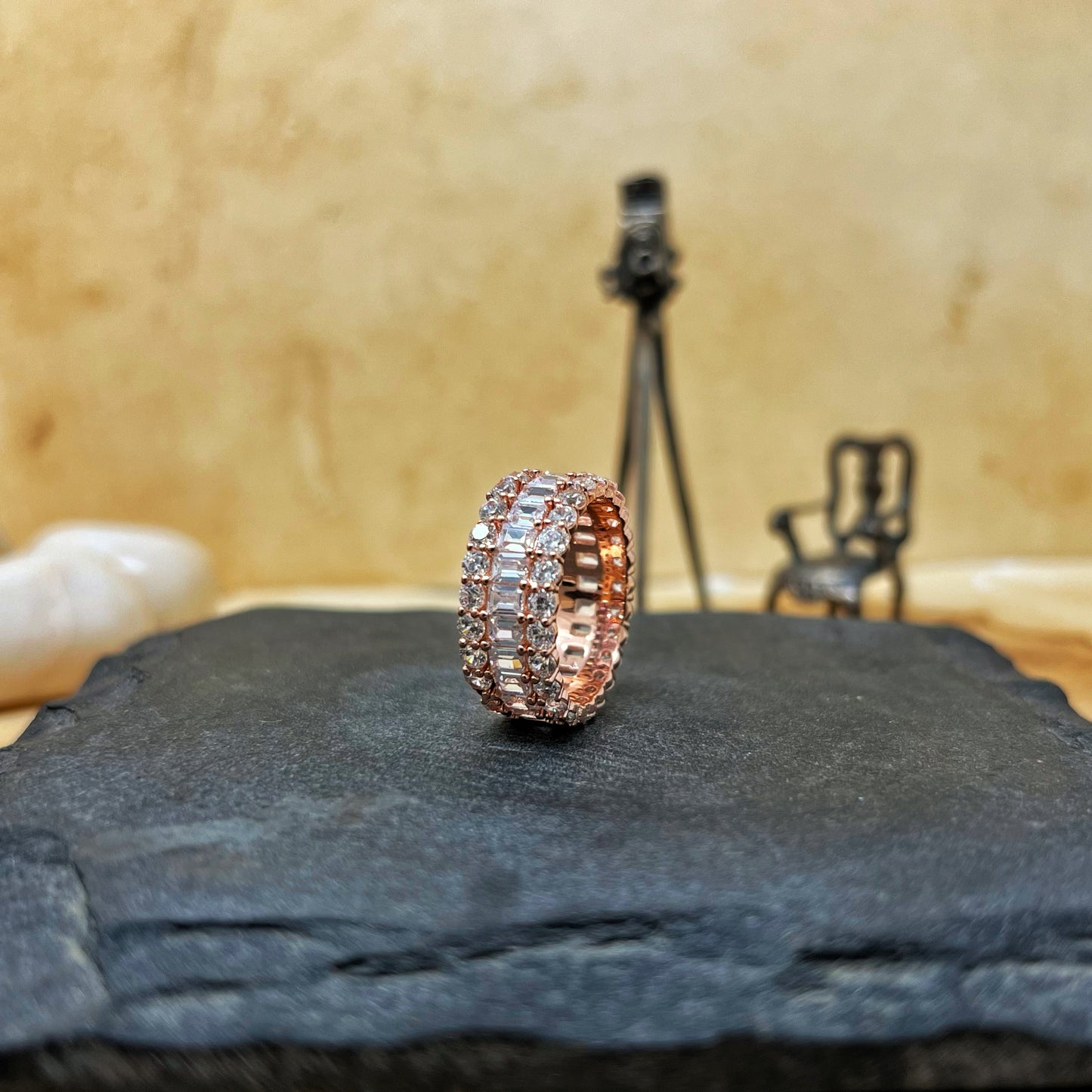 Emerald Cut Studded Band
