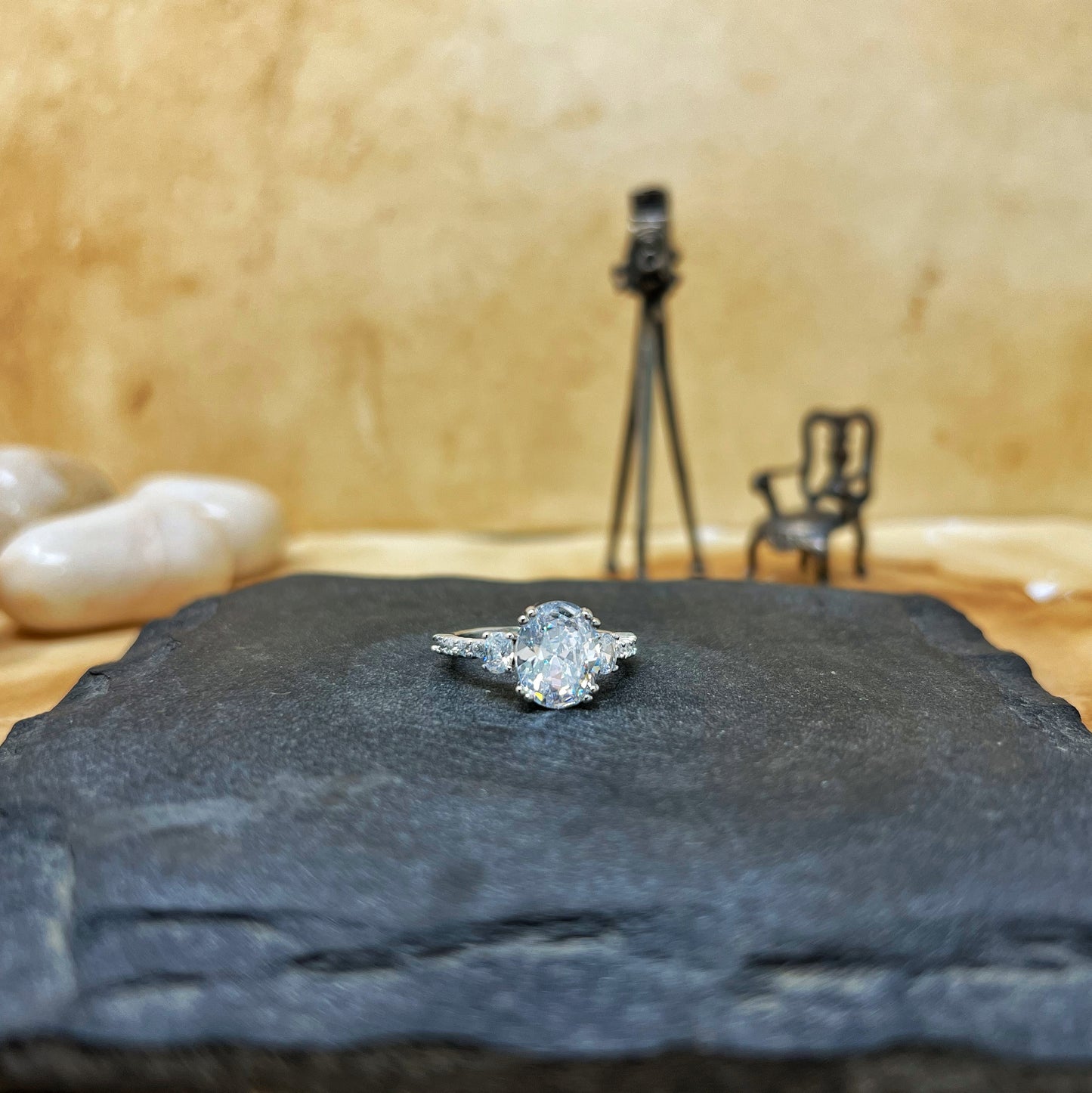 Silver Azure Oval Cut Ring