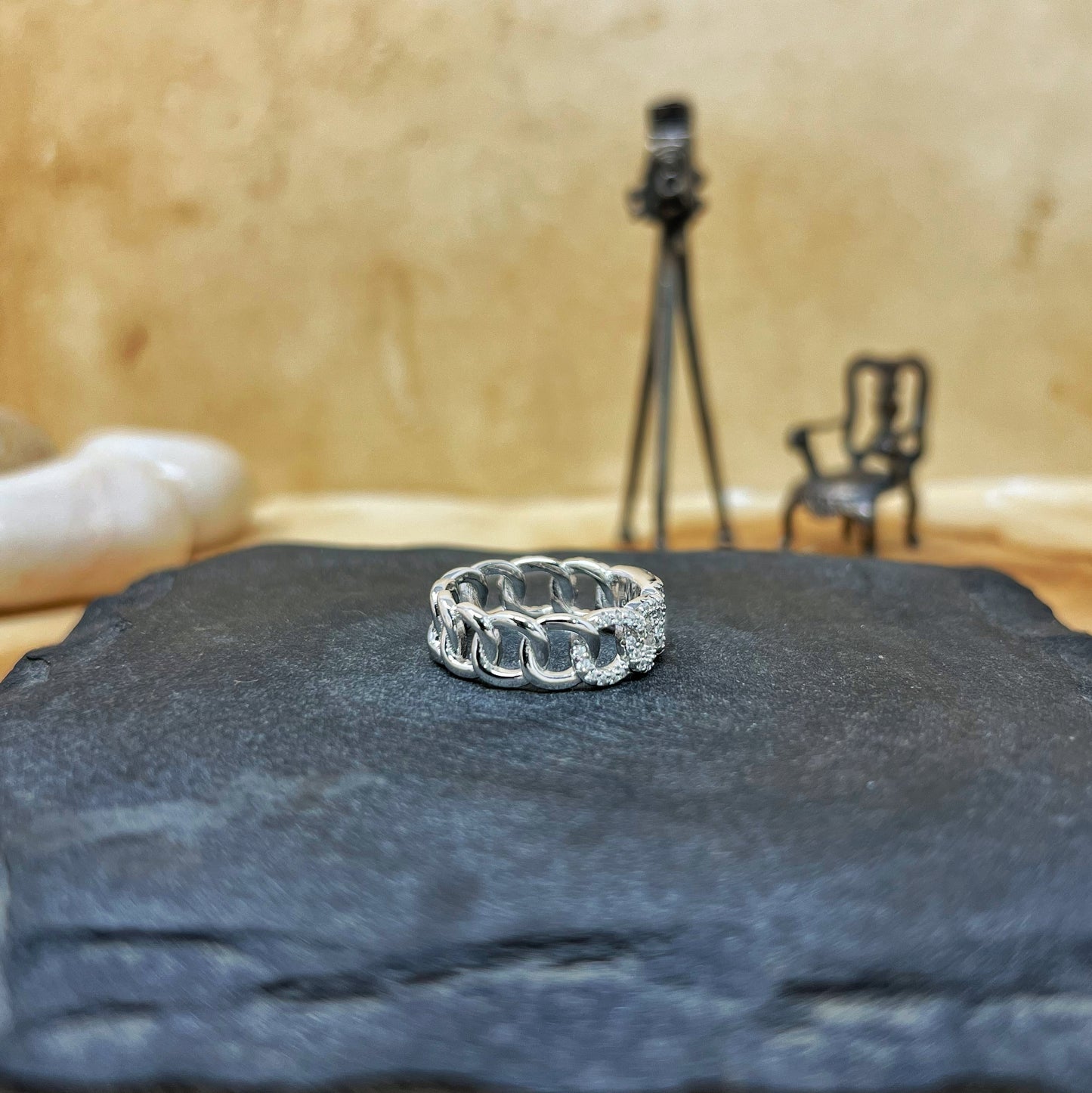 Silver Half Studded Link Band