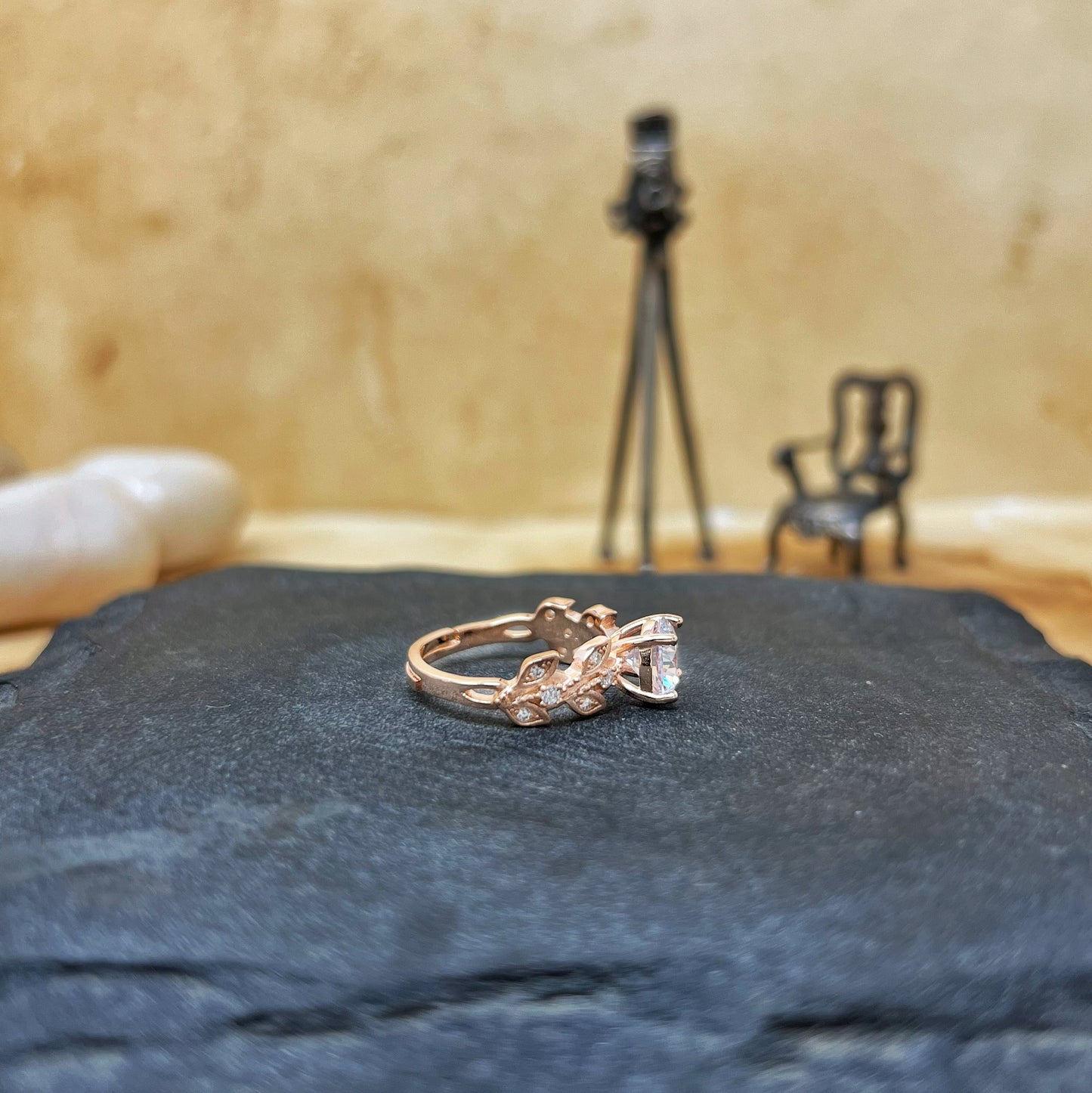 Rose Gold Small Rose Solitaire Ring