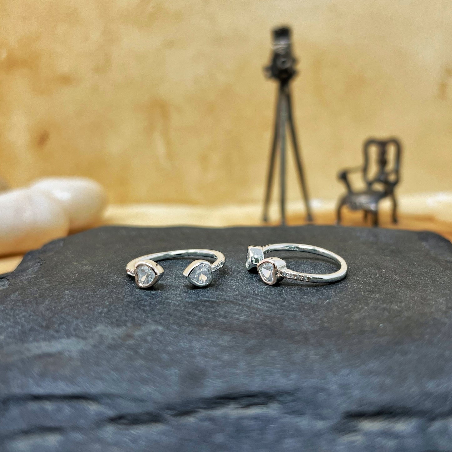 Silver Double Heart Toe Rings