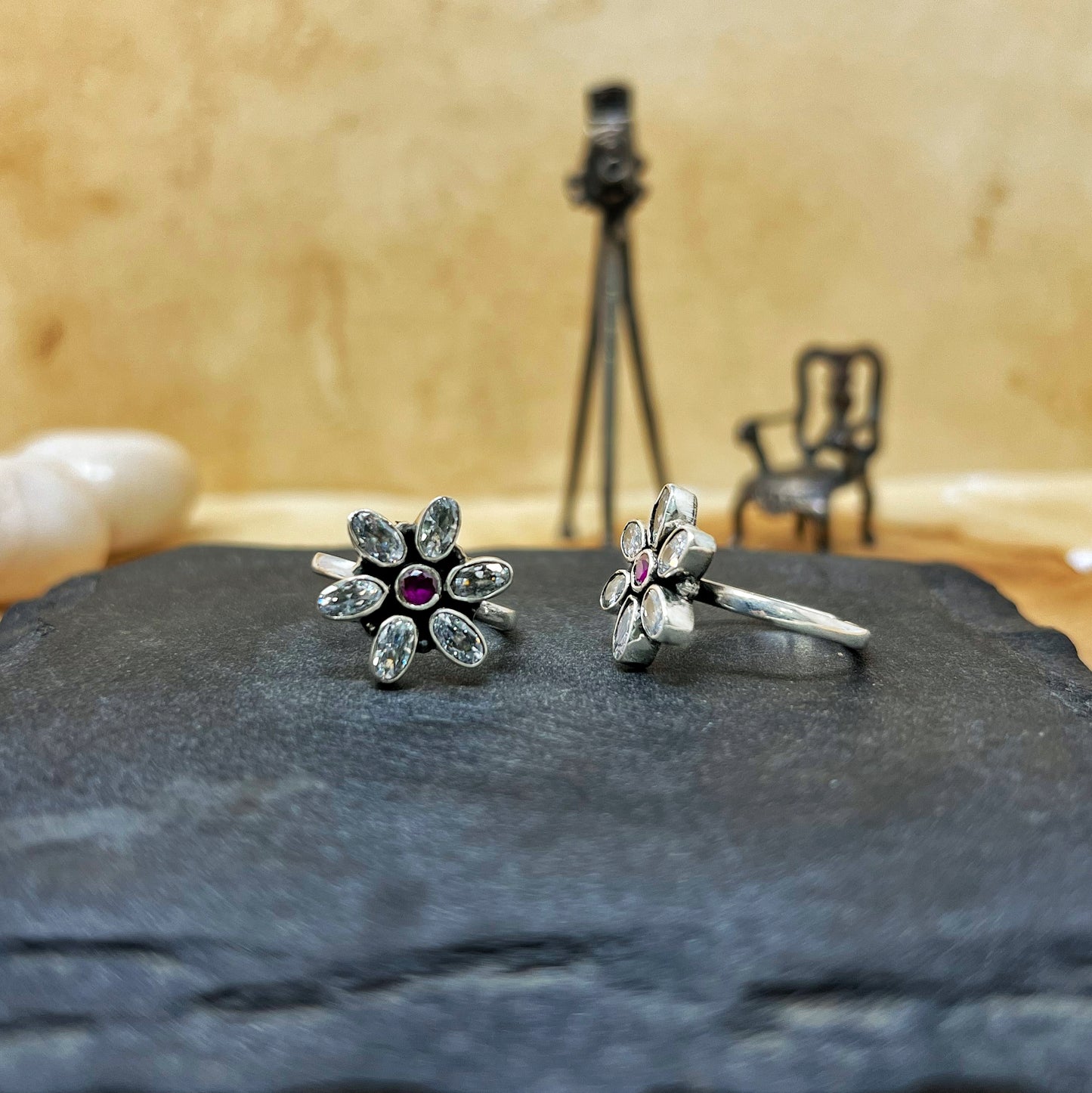 Silver Flower Toe Rings