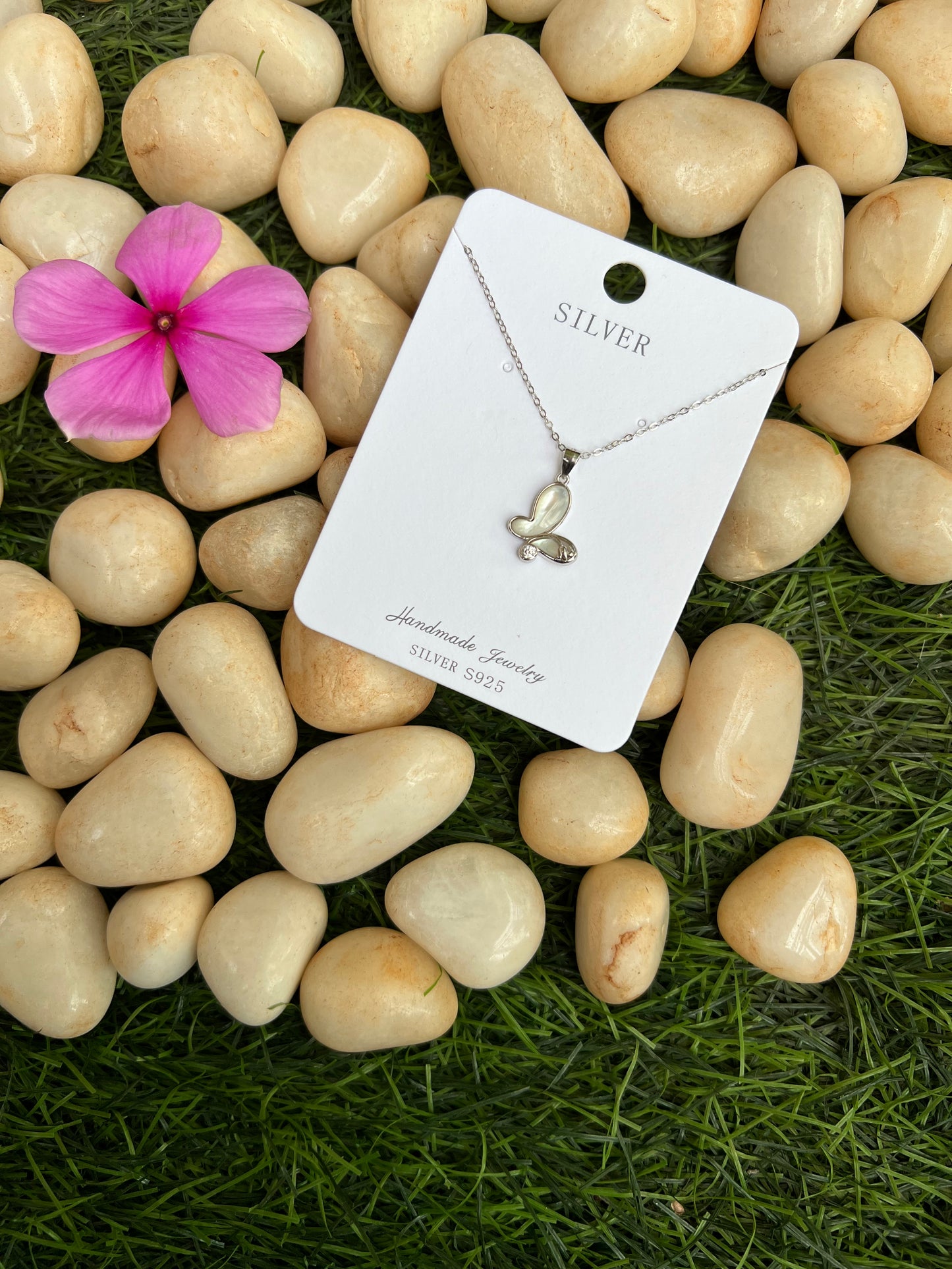 Silver MOP Butterfly II Chain And Locket