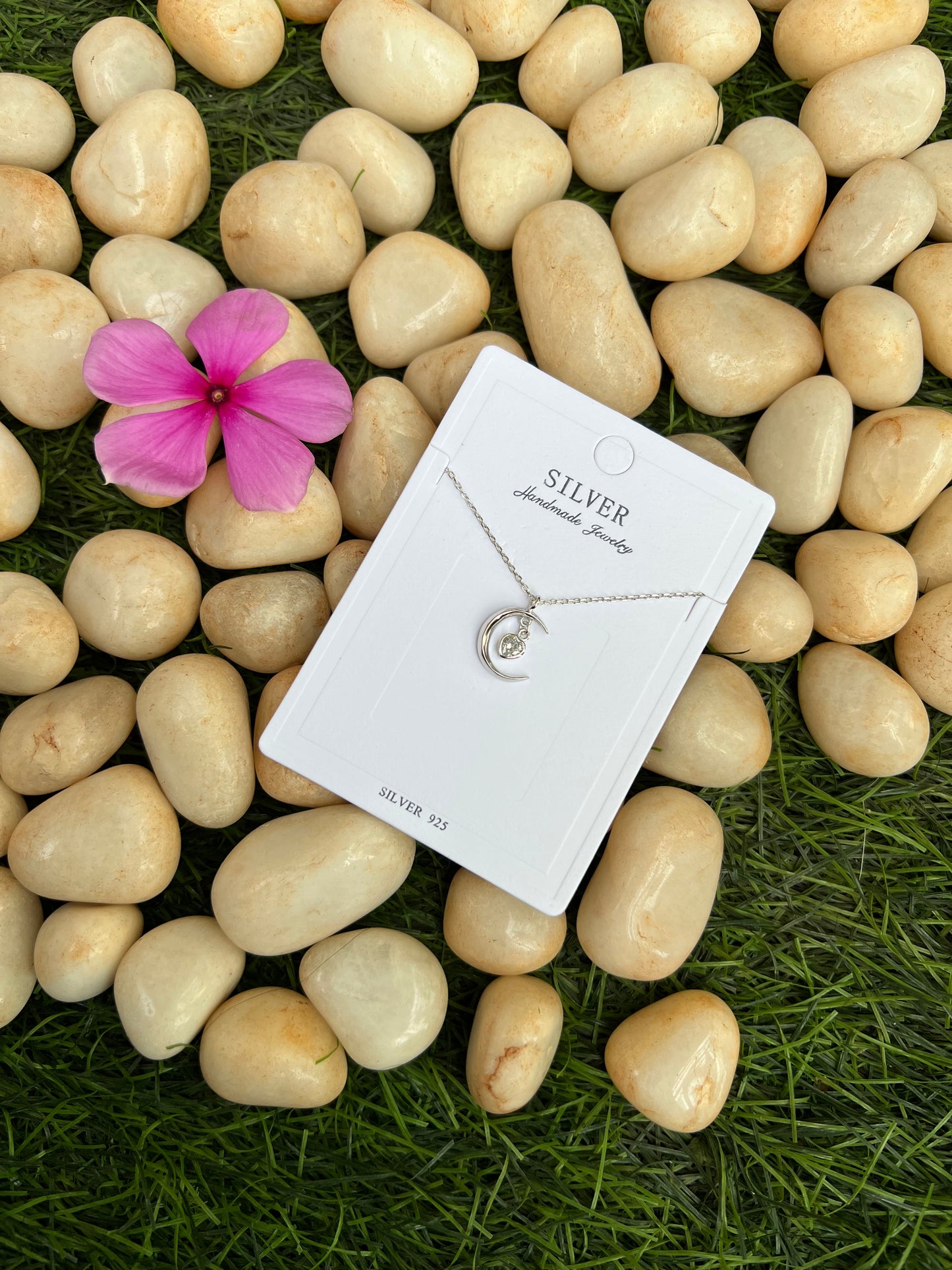 Silver Moon-Heart Chain And Locket