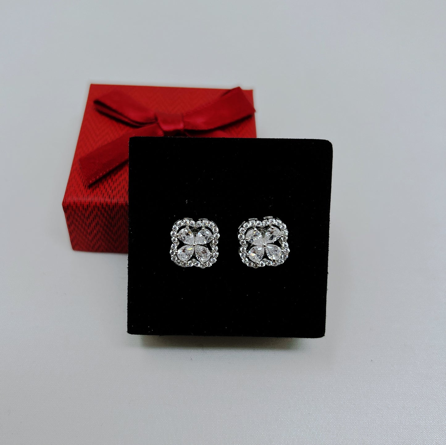 Silver Halo Flower Studs
