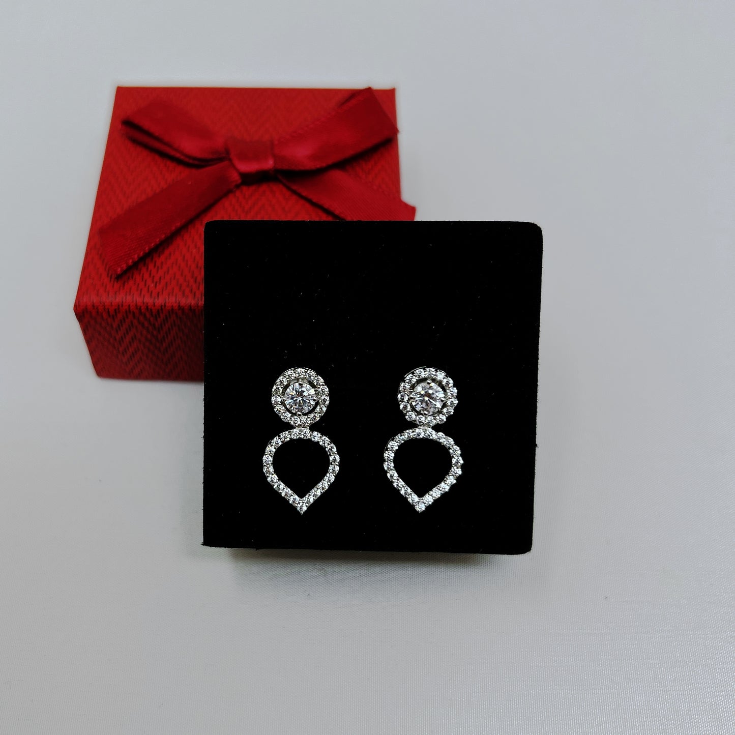 Silver Halo Drop Studs