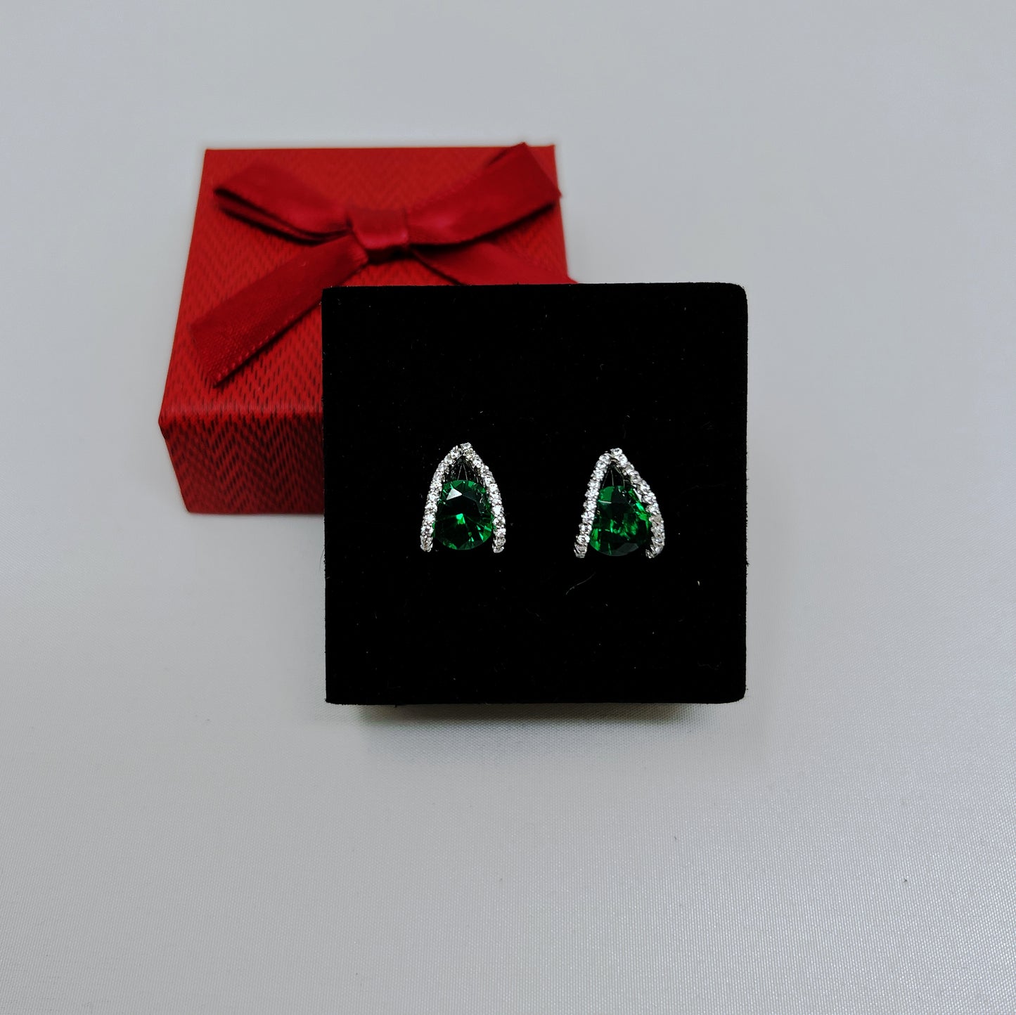 Silver Emerald Studs