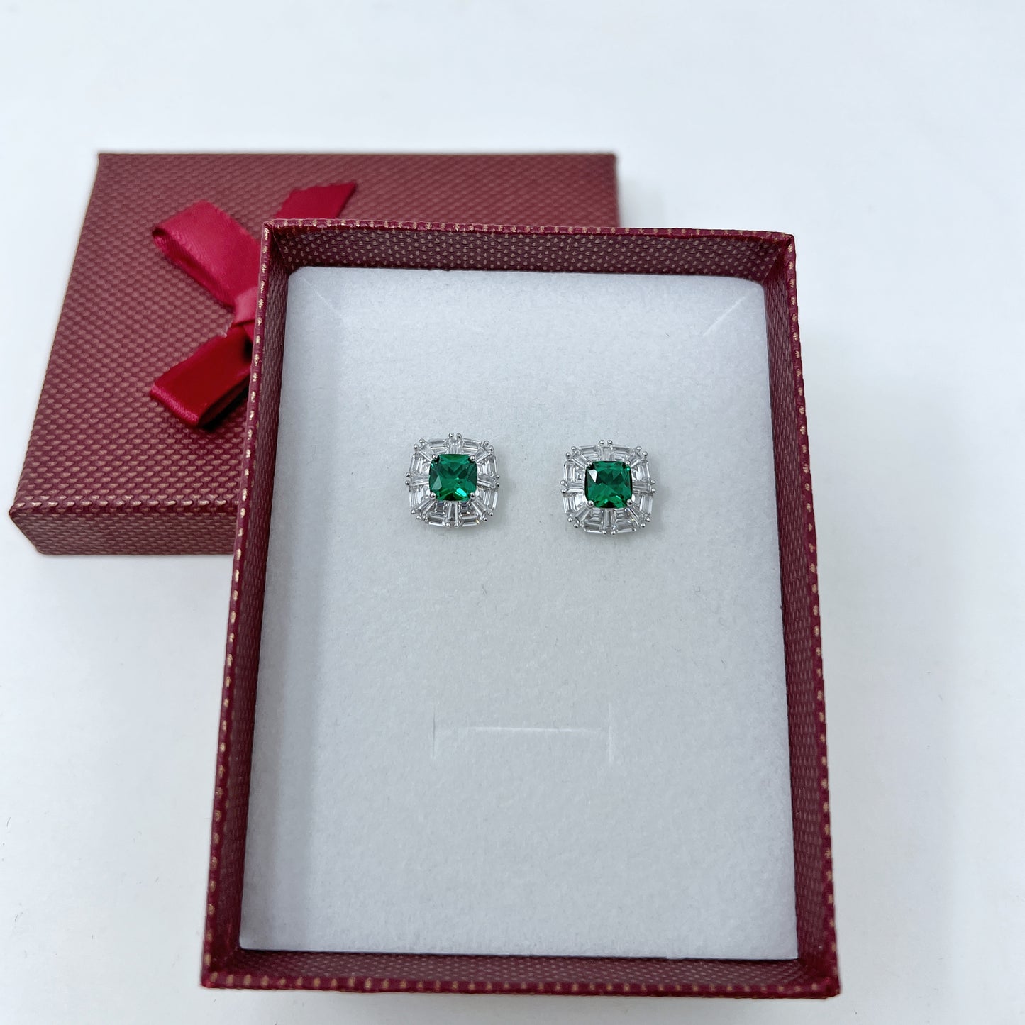 Silver Cushion Cut Studs