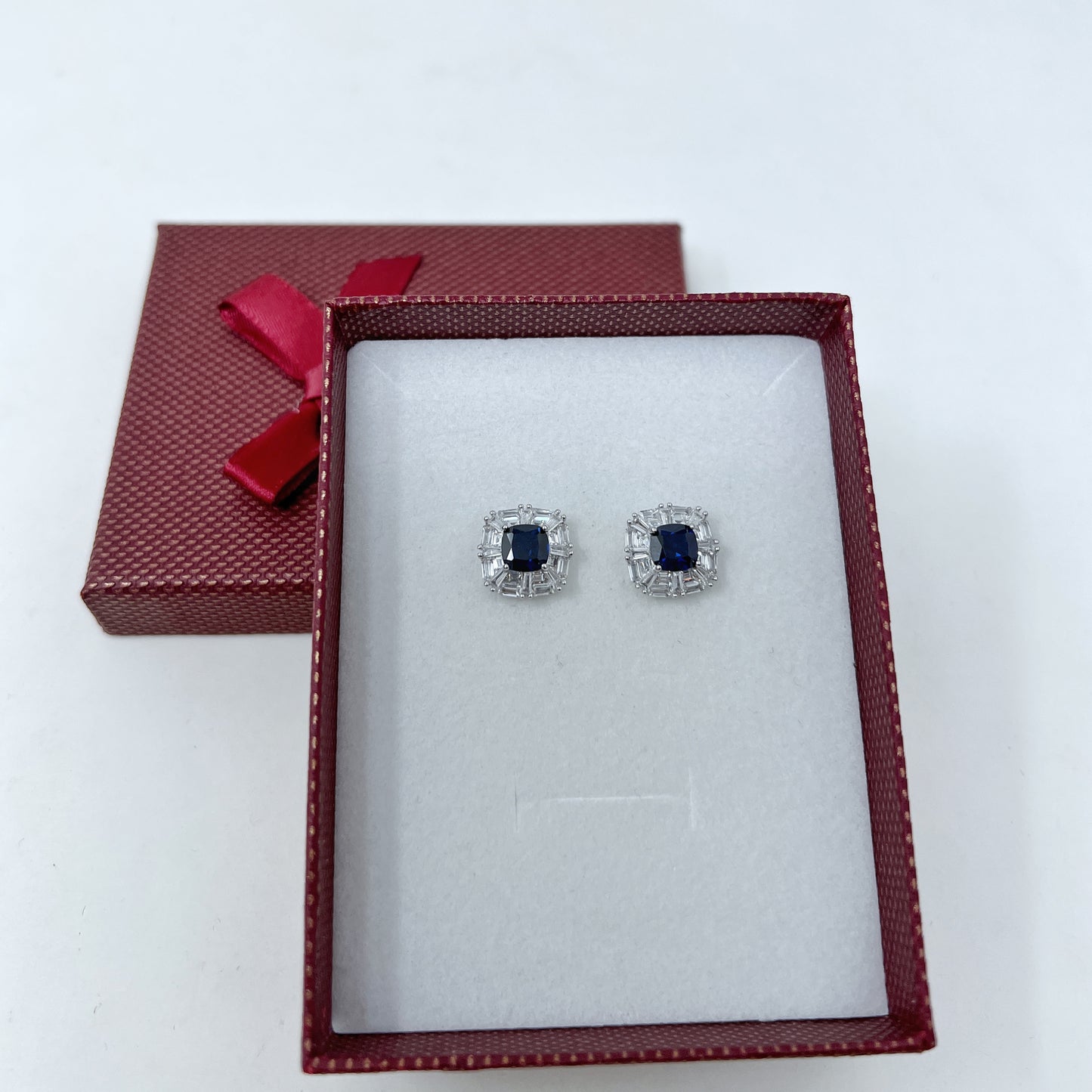 Silver Cushion Cut Studs