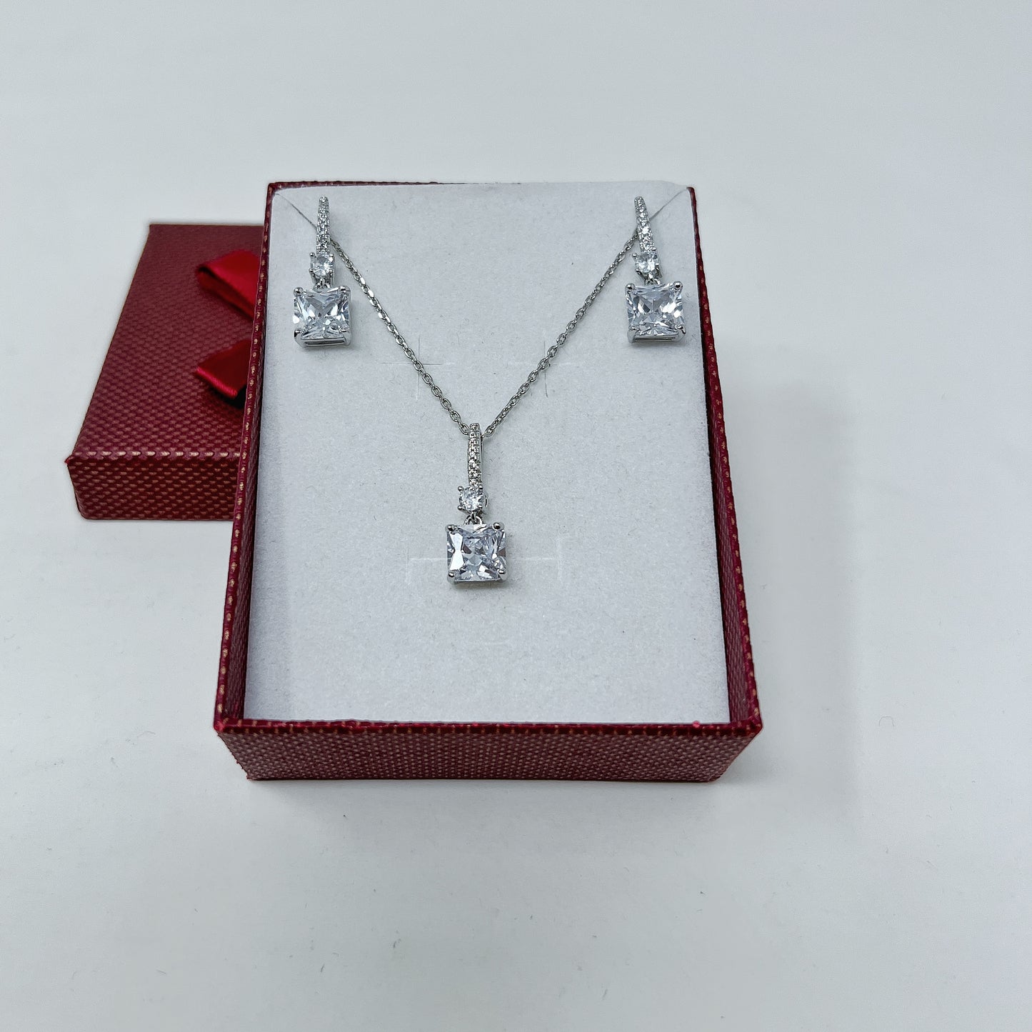 Princess Cut Hanging Pendant Set
