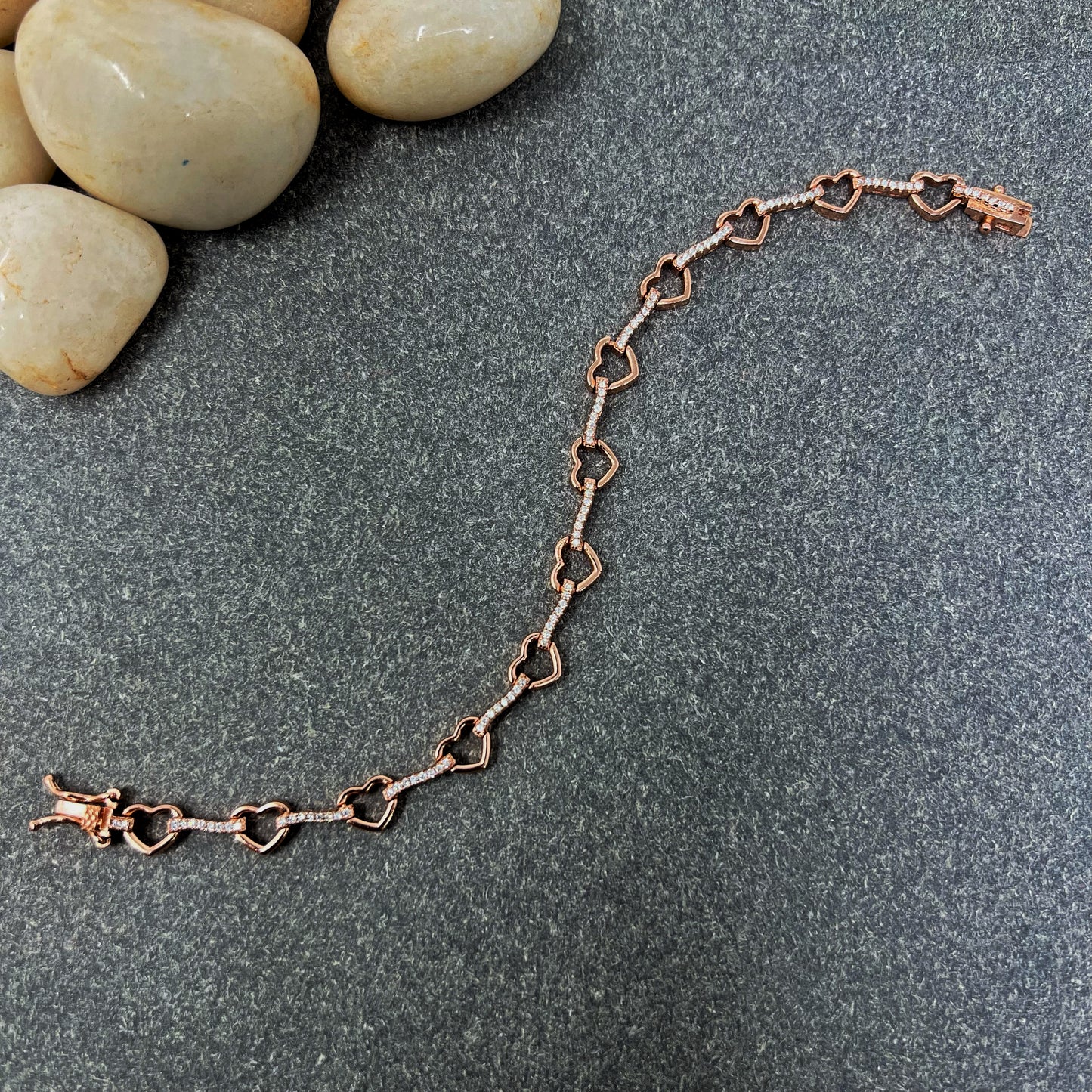 Rose Gold Heart Tennis Bracelet