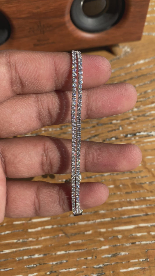 Silver 2 Line Adjustable Solitaire Bracelet