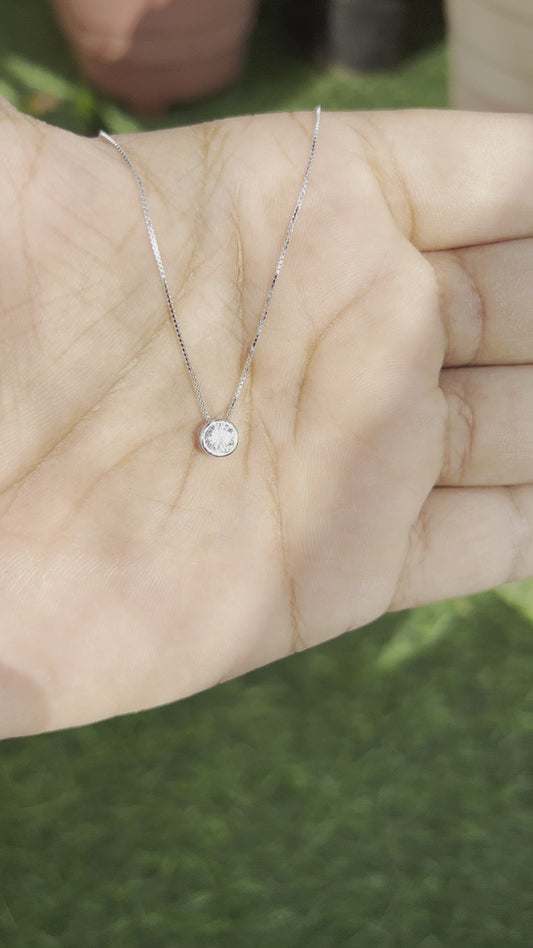 Silver Mini Halo Solitaire Chain And Locket