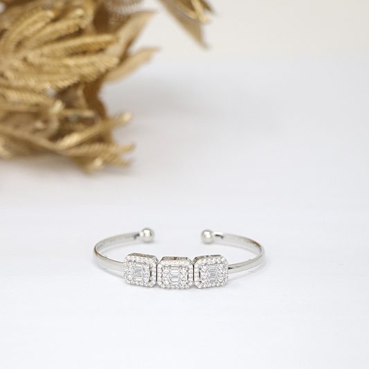 Silver 3 Emerald Cuff Bracelet