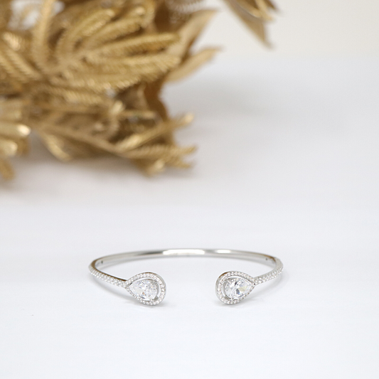 Silver Pear Cuff Bracelet