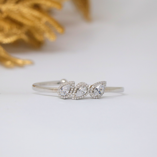 Silver Pear Cuff Bracelet