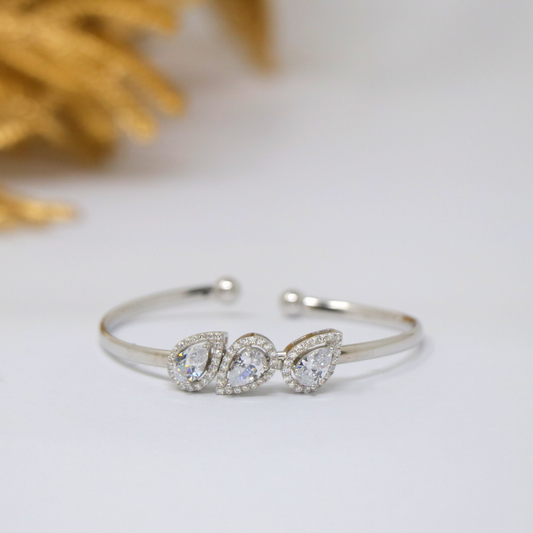 Silver Pear Cuff Bracelet