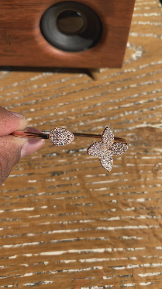 Rose Gold Flower Cuff Bracelet