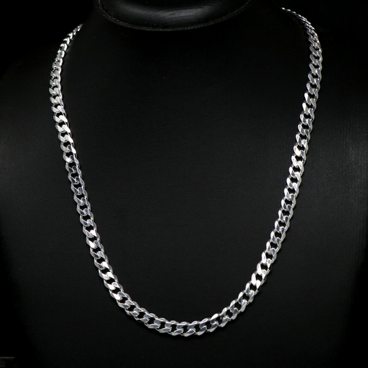 Silver Solid Cuban Link Chain