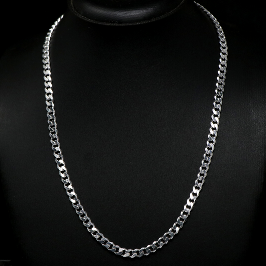 Silver Solid Cuban Link Chain